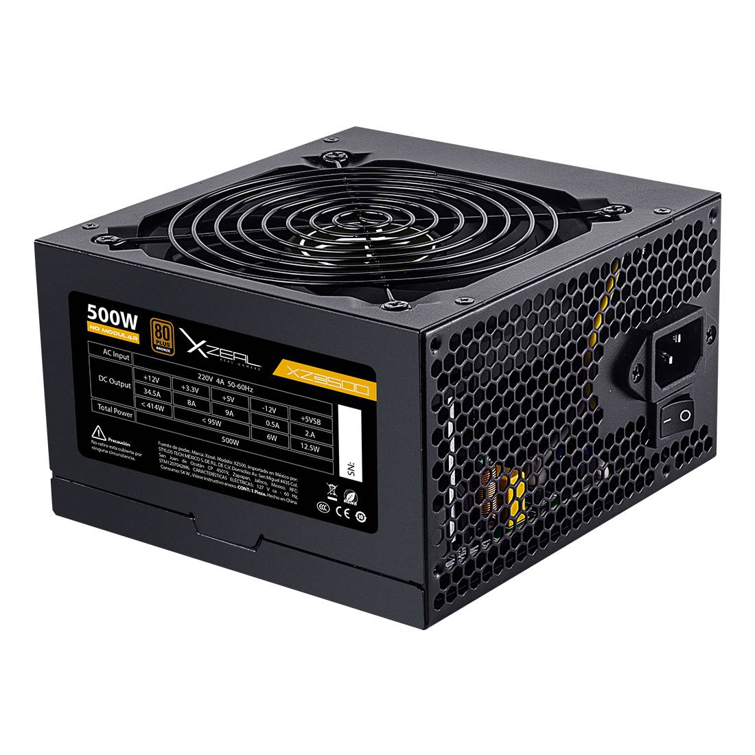 FUENTE DE PODER XZ500 ATX 500W NEGRO. XZPS500B - FUENTE DE PODER XZ500 ATX 500W NEGRO. XZPS500B -